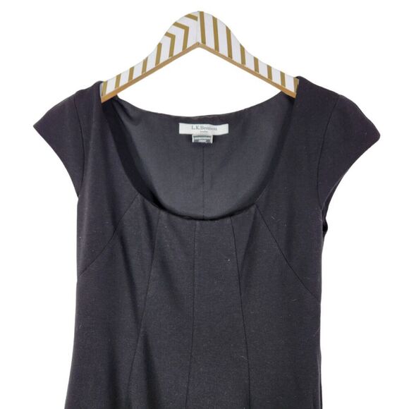 L.K. BENNETT Dress Womens 4‎ Black Cap Sleeve Shift Dress Officecore Corpcore - Picture 5 of 9
